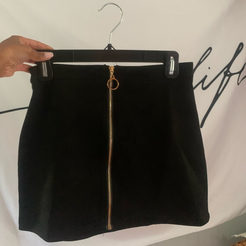 Suede Zip Up Skirt